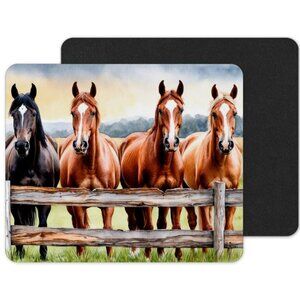 Horses In‎ Field Mouse Pad, Computer Mouse Pad, Horses Mouse Pad